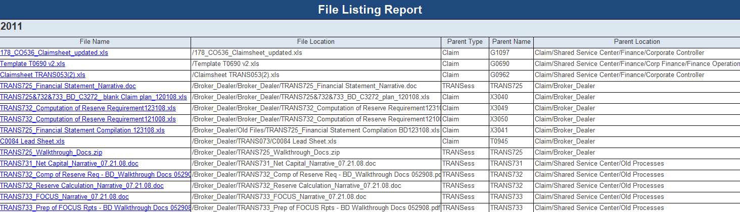 File Listing Report - Product Enhacements