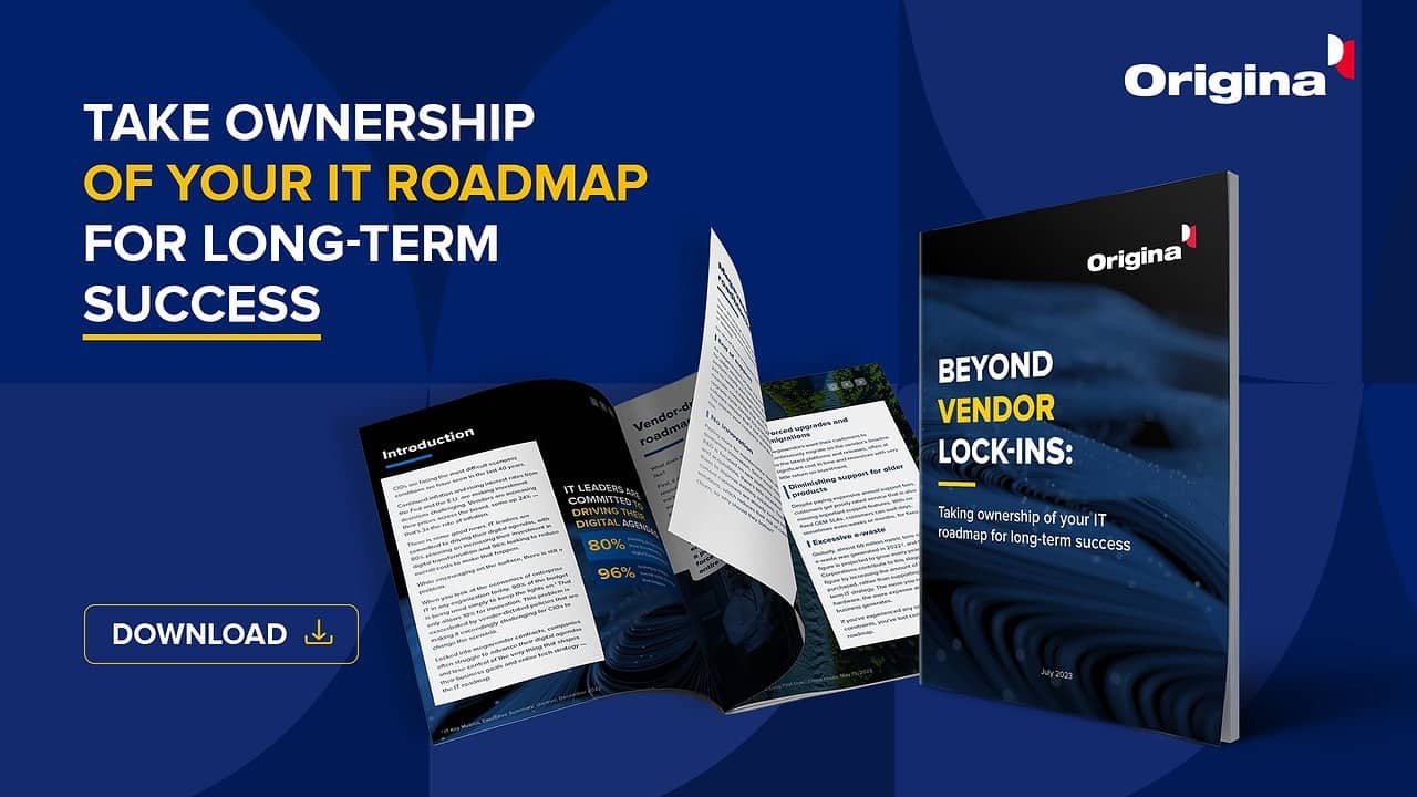 Origina IT roadmap ownership guide promotional image with blue background